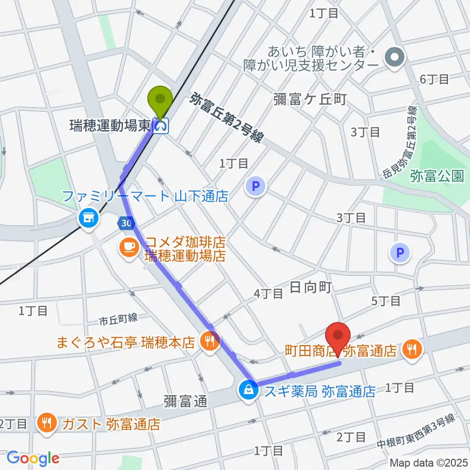 弦楽器 修理・改造 Age'sの最寄駅瑞穂運動場東駅からの徒歩ルート（約10分）地図