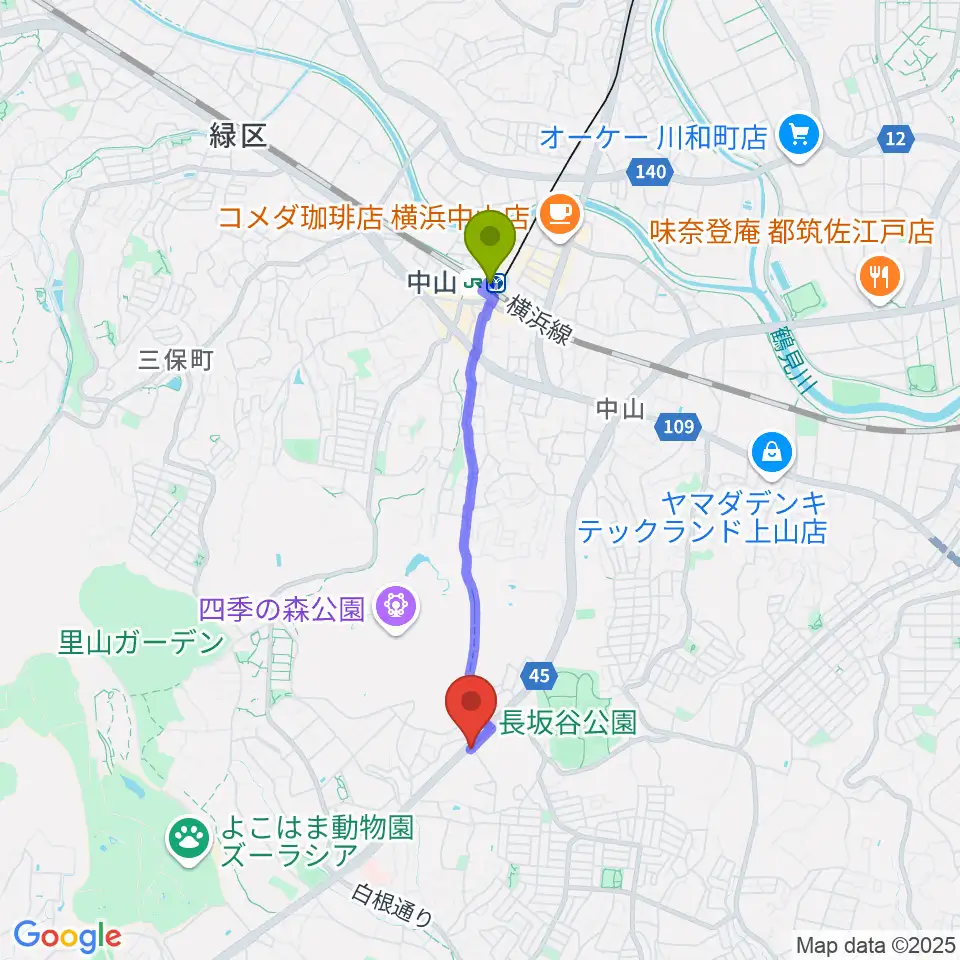 池田ピアノ運送の最寄駅中山駅からの徒歩ルート（約30分）地図