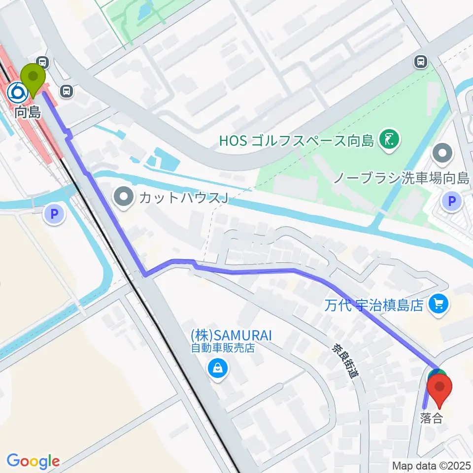 ヒガシ絃楽器製作所 オリエンテの最寄駅向島駅からの徒歩ルート（約8分）地図