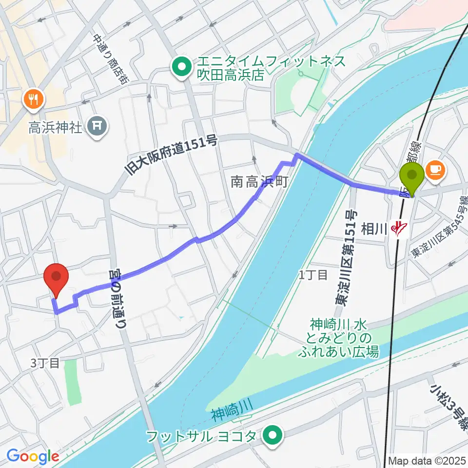 スズキメソード 杉山ヴァイオリン教室の最寄駅相川駅からの徒歩ルート（約12分）地図