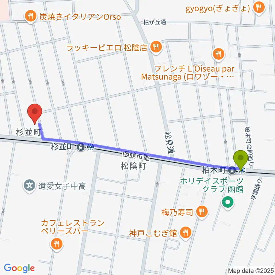 柏木町駅から有限会社サウンドパパへのルートマップ地図