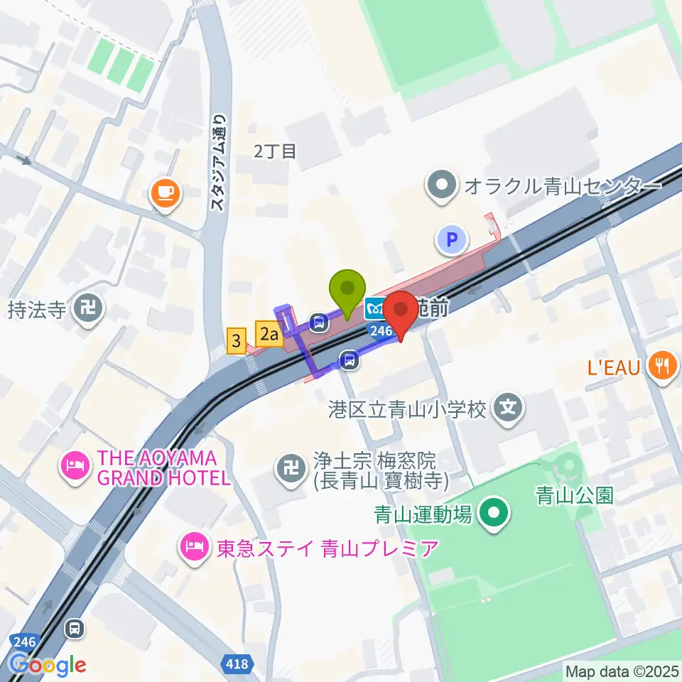 ココデシカの最寄駅外苑前駅からの徒歩ルート（約1分）地図