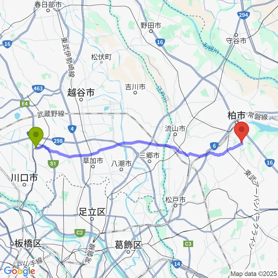 新井宿駅からインターネットラジオ局ALFAへのルートマップ地図