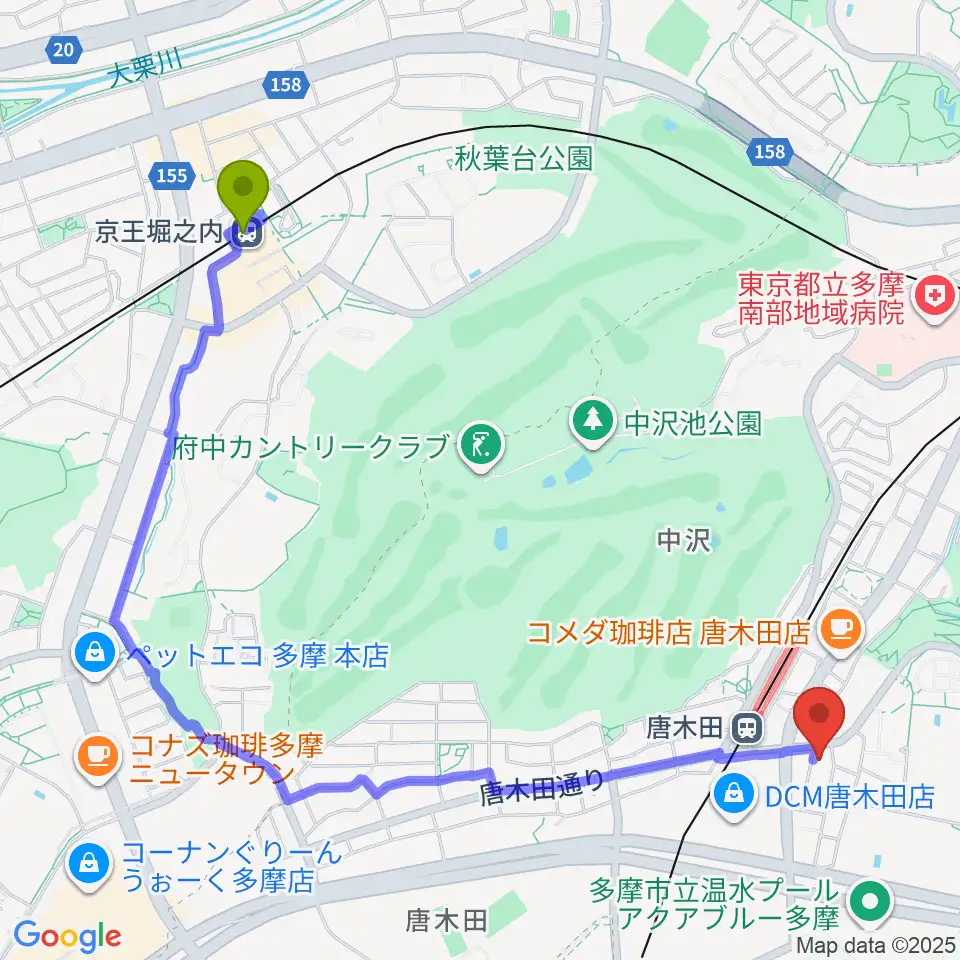 京王堀之内駅からSTUDIO MARKへのルートマップ地図