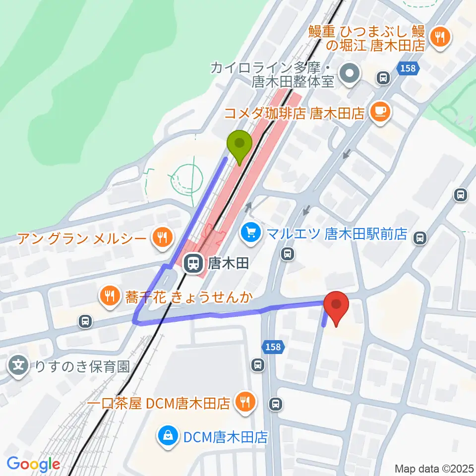 STUDIO MARKの最寄駅唐木田駅からの徒歩ルート（約3分）地図