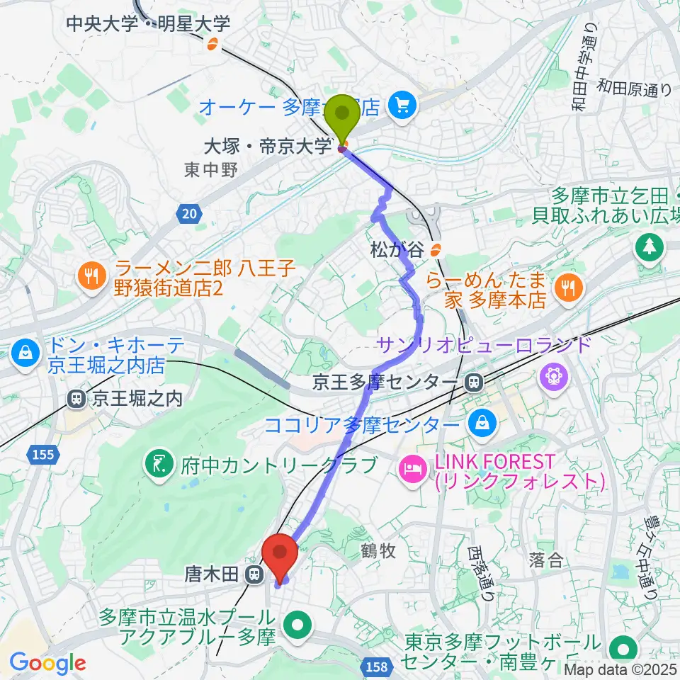 大塚・帝京大学駅からSTUDIO MARKへのルートマップ地図