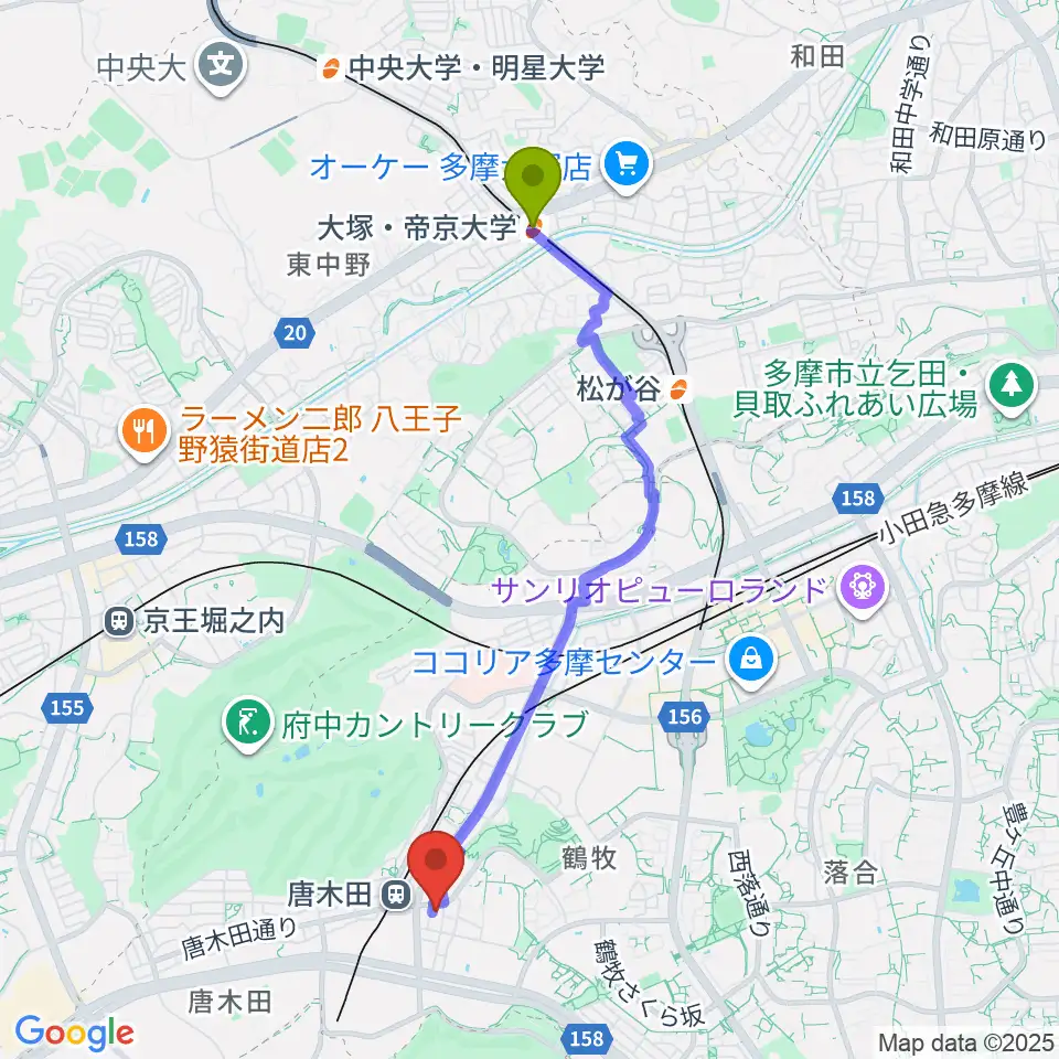 大塚・帝京大学駅からSTUDIO MARKへのルートマップ地図