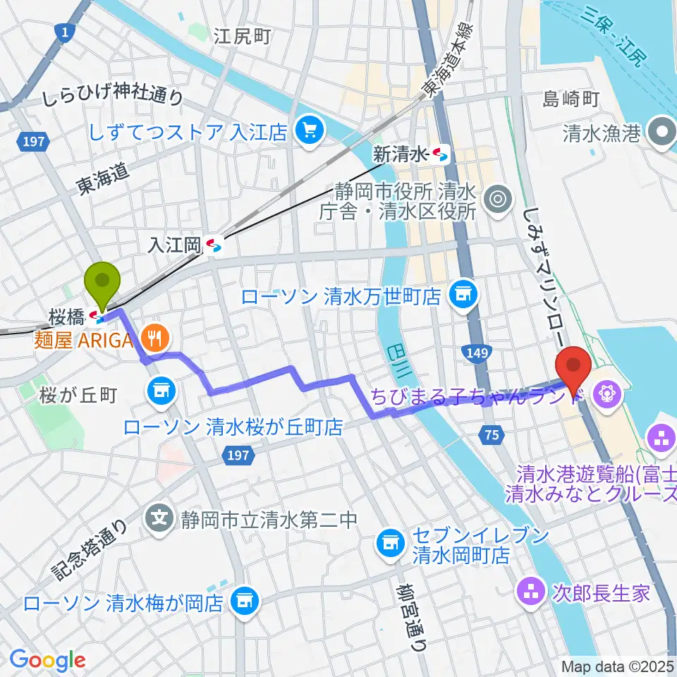 桜橋駅からSOUND SHOWER arkへのルートマップ地図