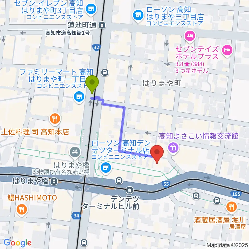 蓮池町通駅からBeeStationへのルートマップ地図
