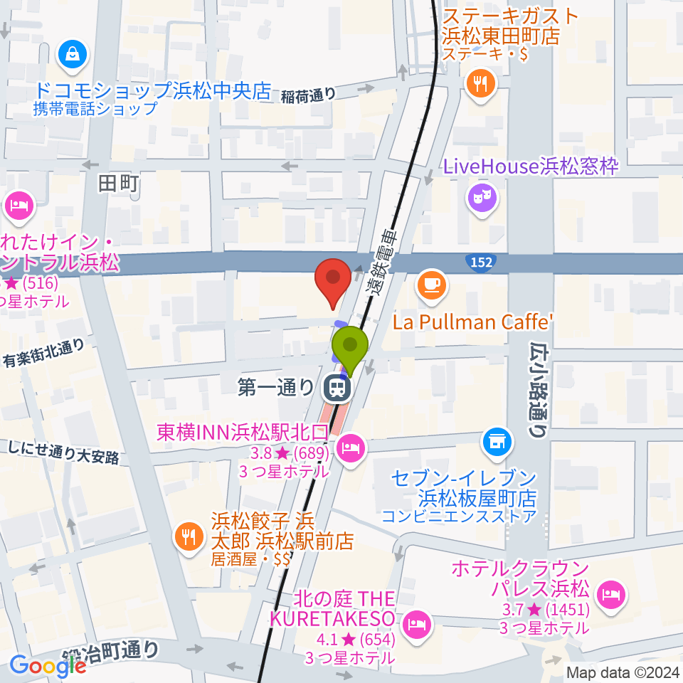 浜松G-SIDEの最寄駅第一通り駅からの徒歩ルート（約1分）地図