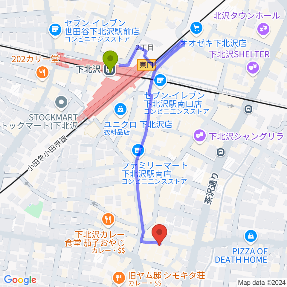 下北沢BAR? CCOの最寄駅下北沢駅からの徒歩ルート（約5分）地図