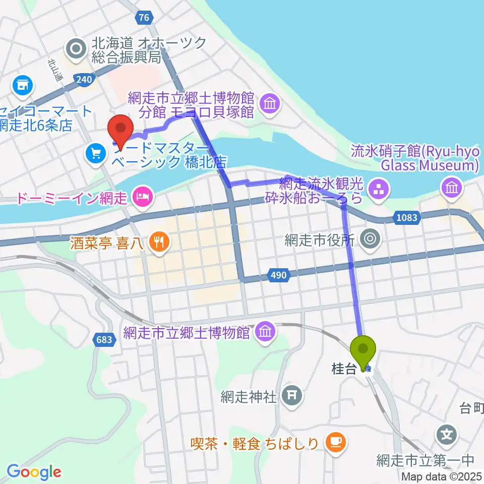 桂台駅からエコーセンター2000へのルートマップ地図