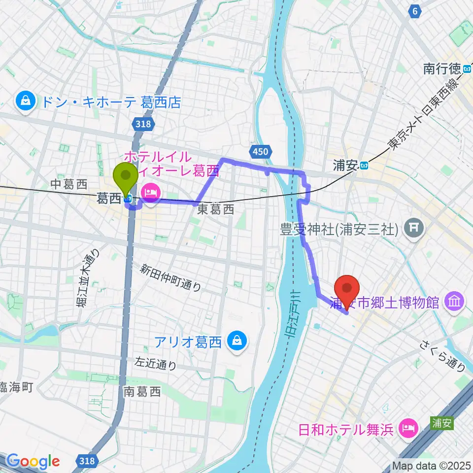 葛西駅からSTUDIO NOBへのルートマップ地図