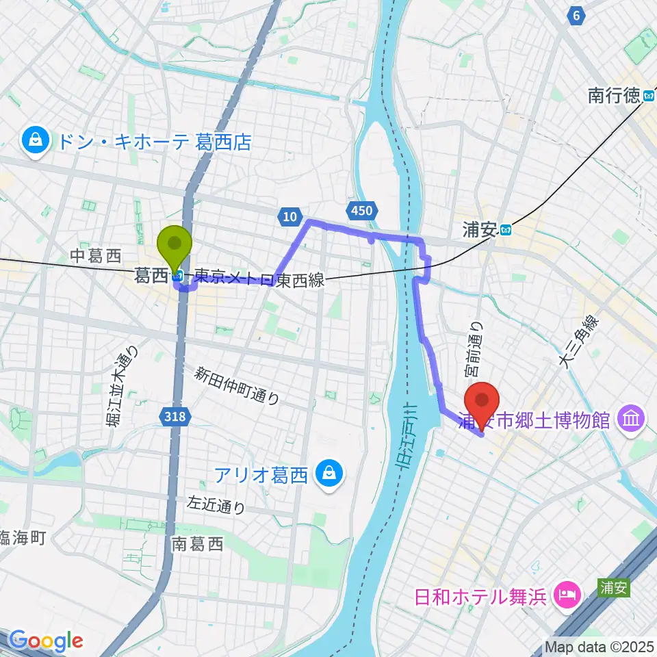 葛西駅からSTUDIO NOBへのルートマップ地図