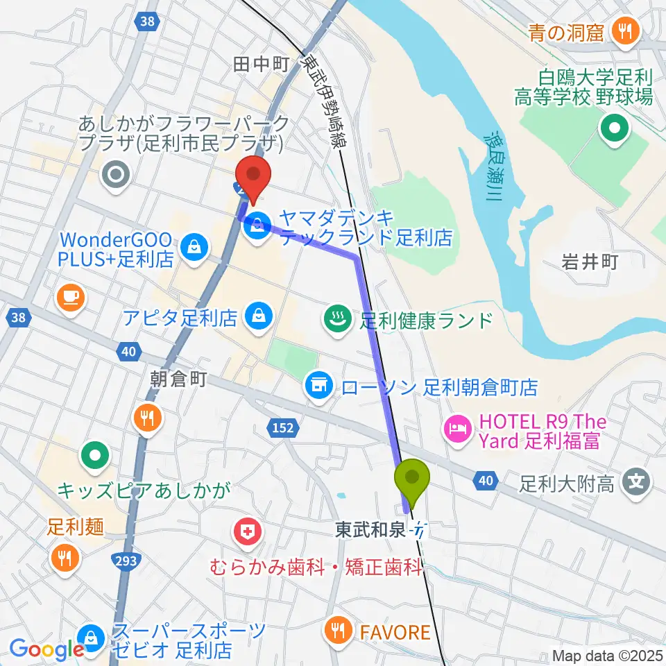 東武和泉駅からコグレ楽器へのルートマップ地図