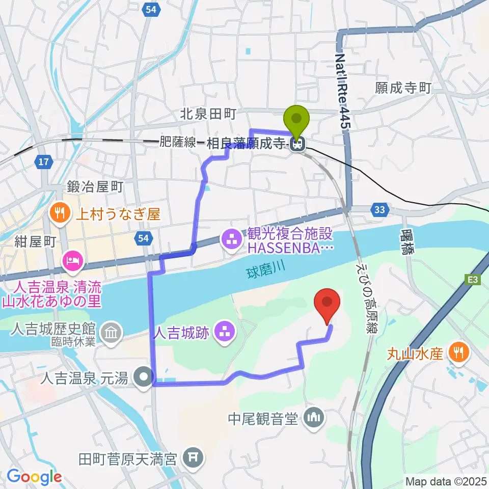 DOTs SOUNDの最寄駅相良藩願成寺駅からの徒歩ルート（約12分）地図