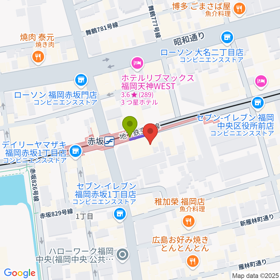 ENOTN Akasaka Studioの最寄駅赤坂駅からの徒歩ルート（約1分）地図