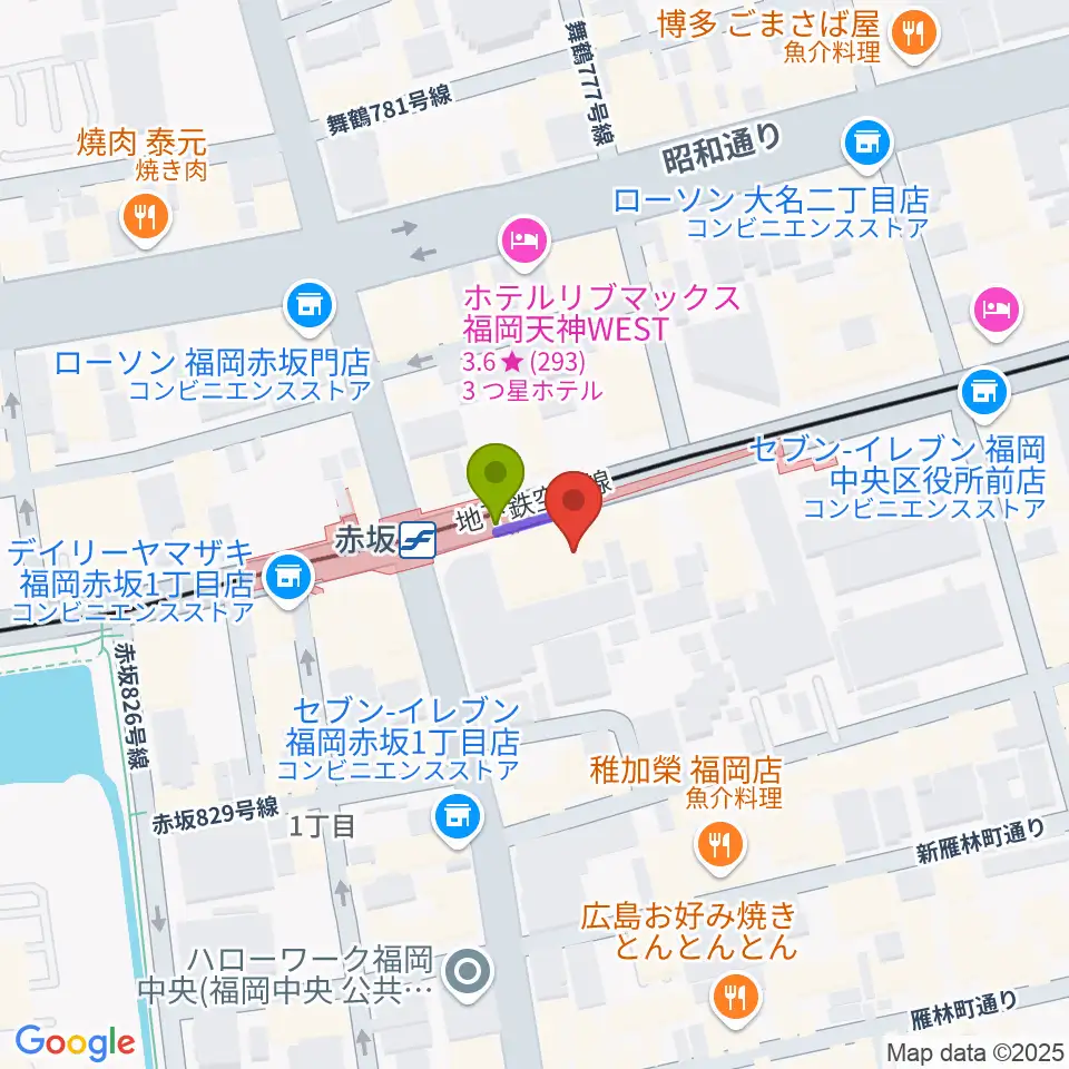 ENOTN Akasaka Studioの最寄駅赤坂駅からの徒歩ルート（約1分）地図