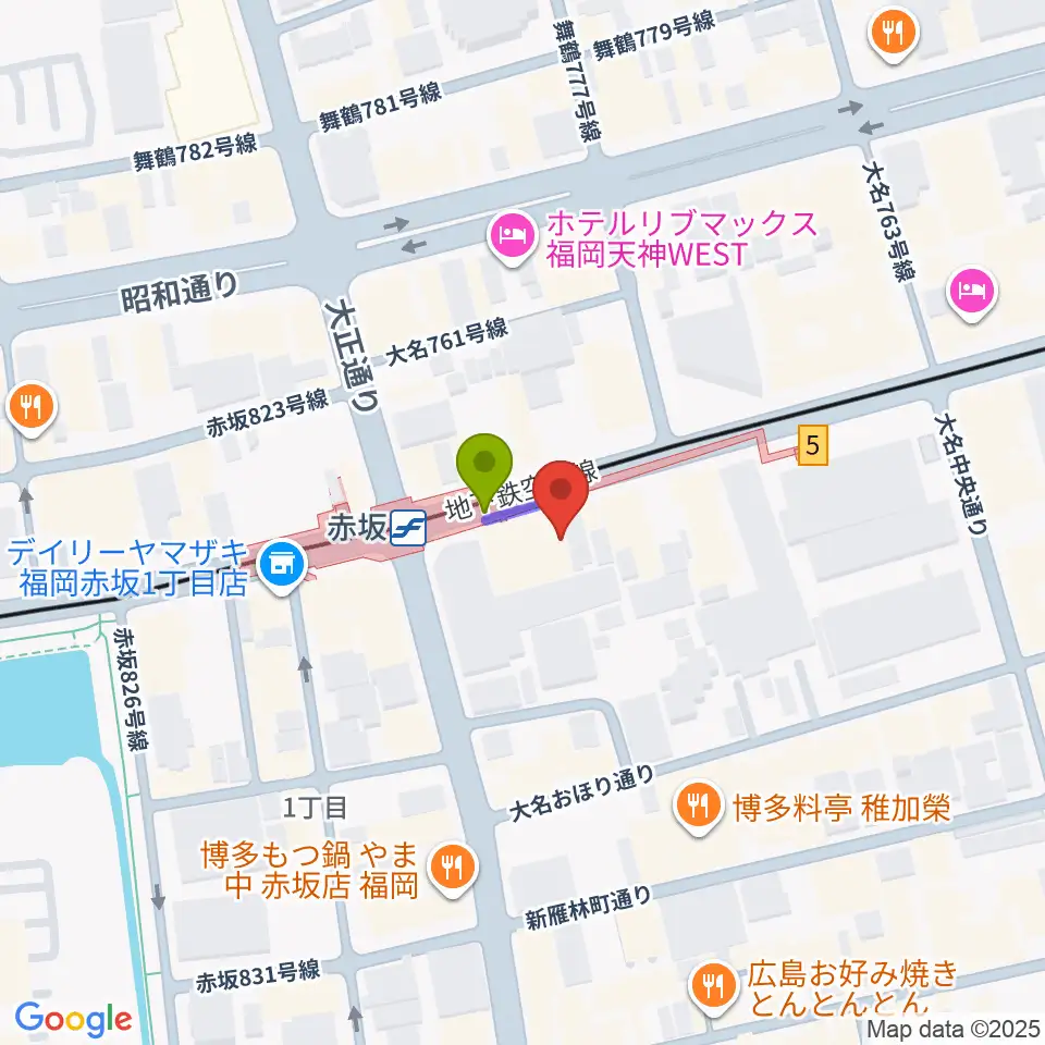ENOTN Akasaka Studioの最寄駅赤坂駅からの徒歩ルート（約1分）地図