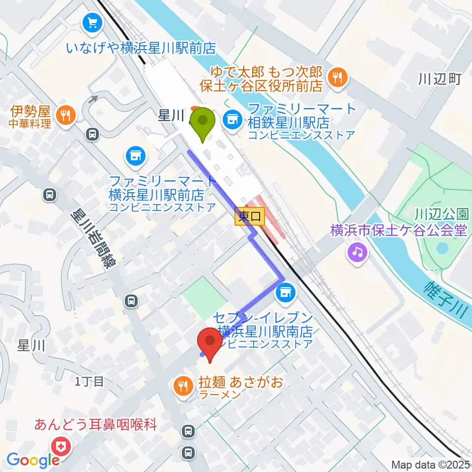 星川センター ヤマハミュージックの最寄駅星川駅からの徒歩ルート（約4分）地図