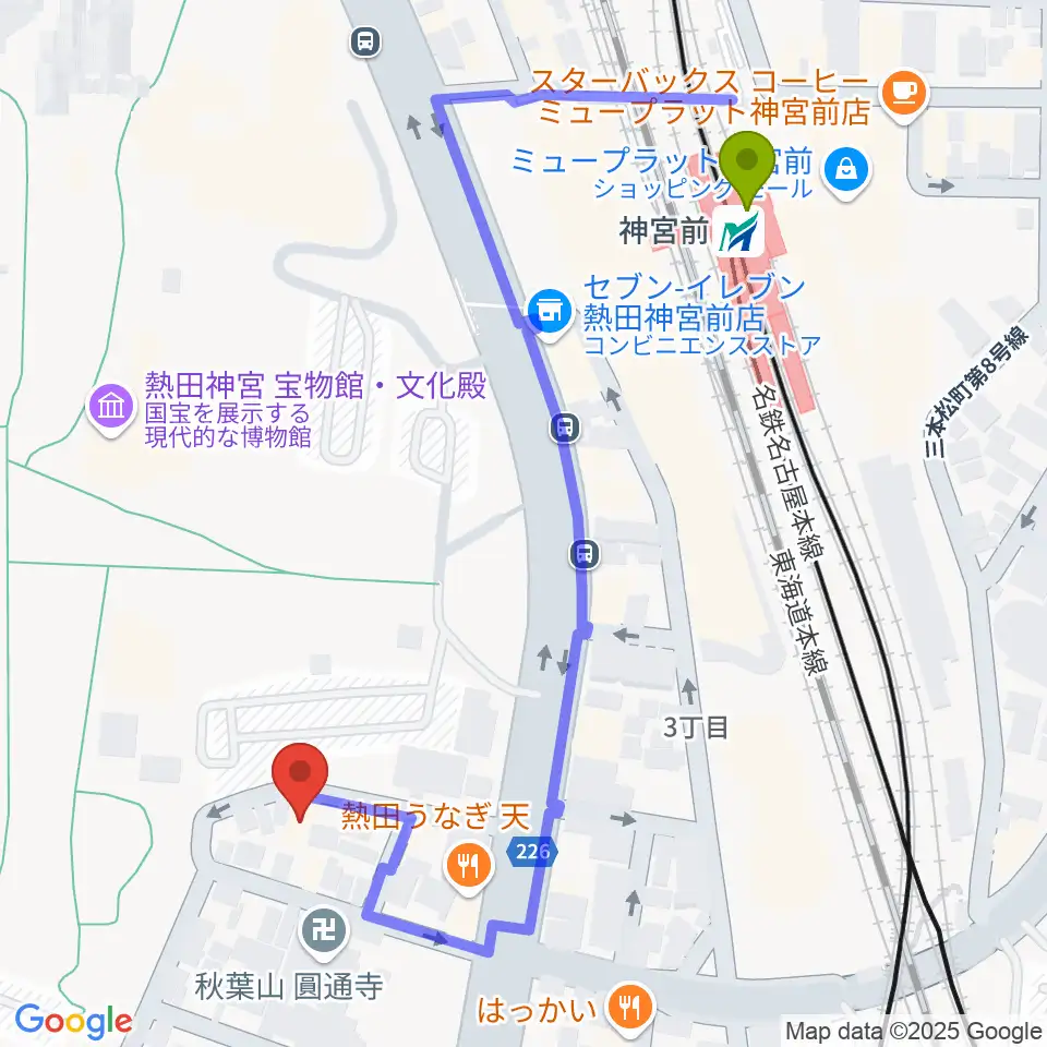 神宮前駅からバルドン・フィルステージへのルートマップ地図