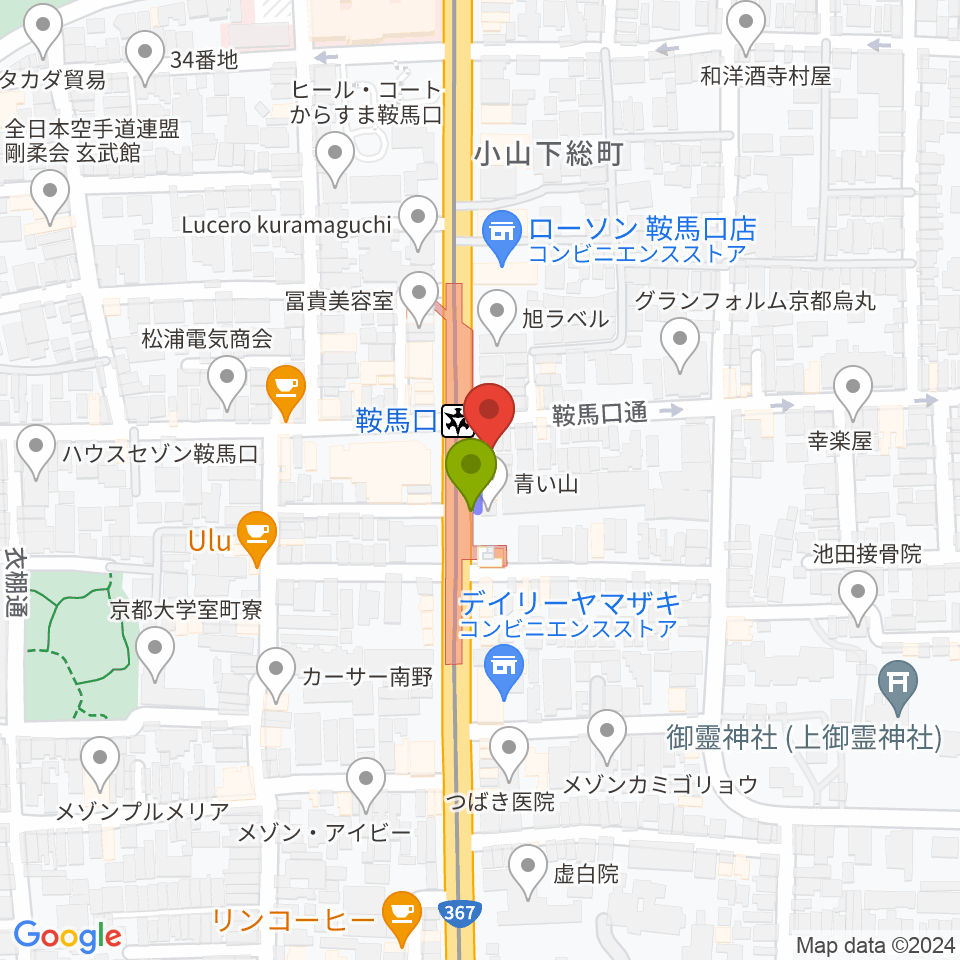 一木楽器の最寄駅鞍馬口駅からの徒歩ルート（約0分）地図