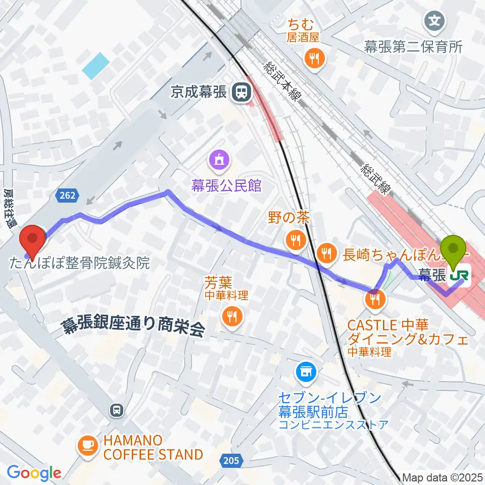 幕張センター ヤマハミュージックの最寄駅幕張駅からの徒歩ルート（約7分）地図