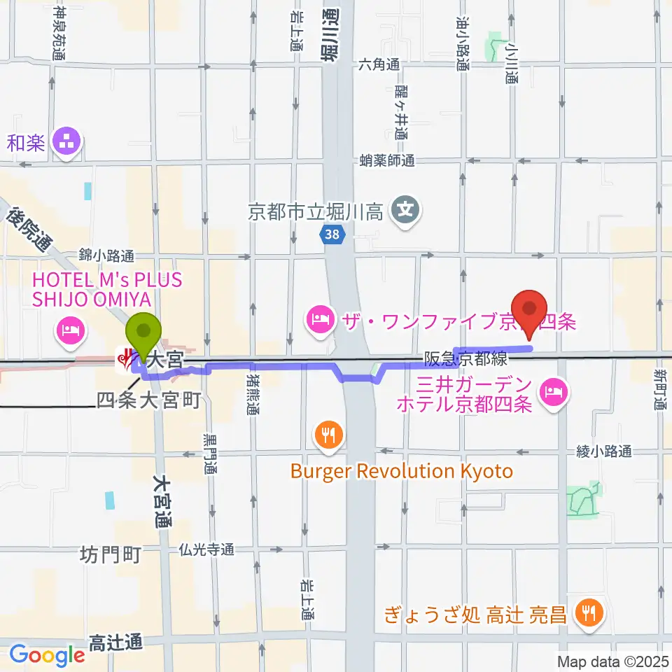 大宮駅からマルコ・ストリングスへのルートマップ地図