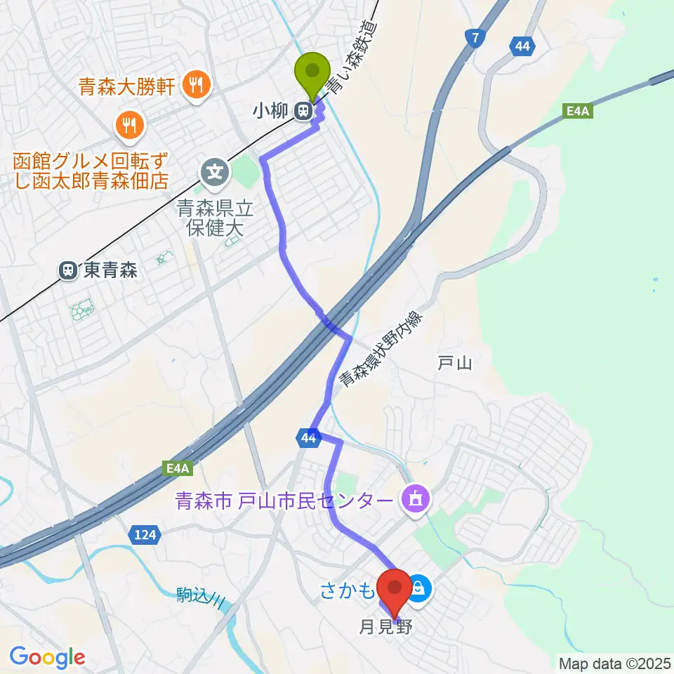 小柳駅から今井ピアノ教室へのルートマップ地図