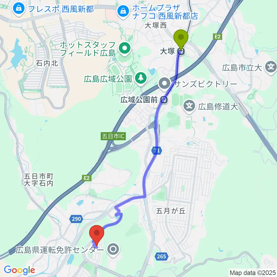 大塚駅からまえかわ音楽教室へのルートマップ地図