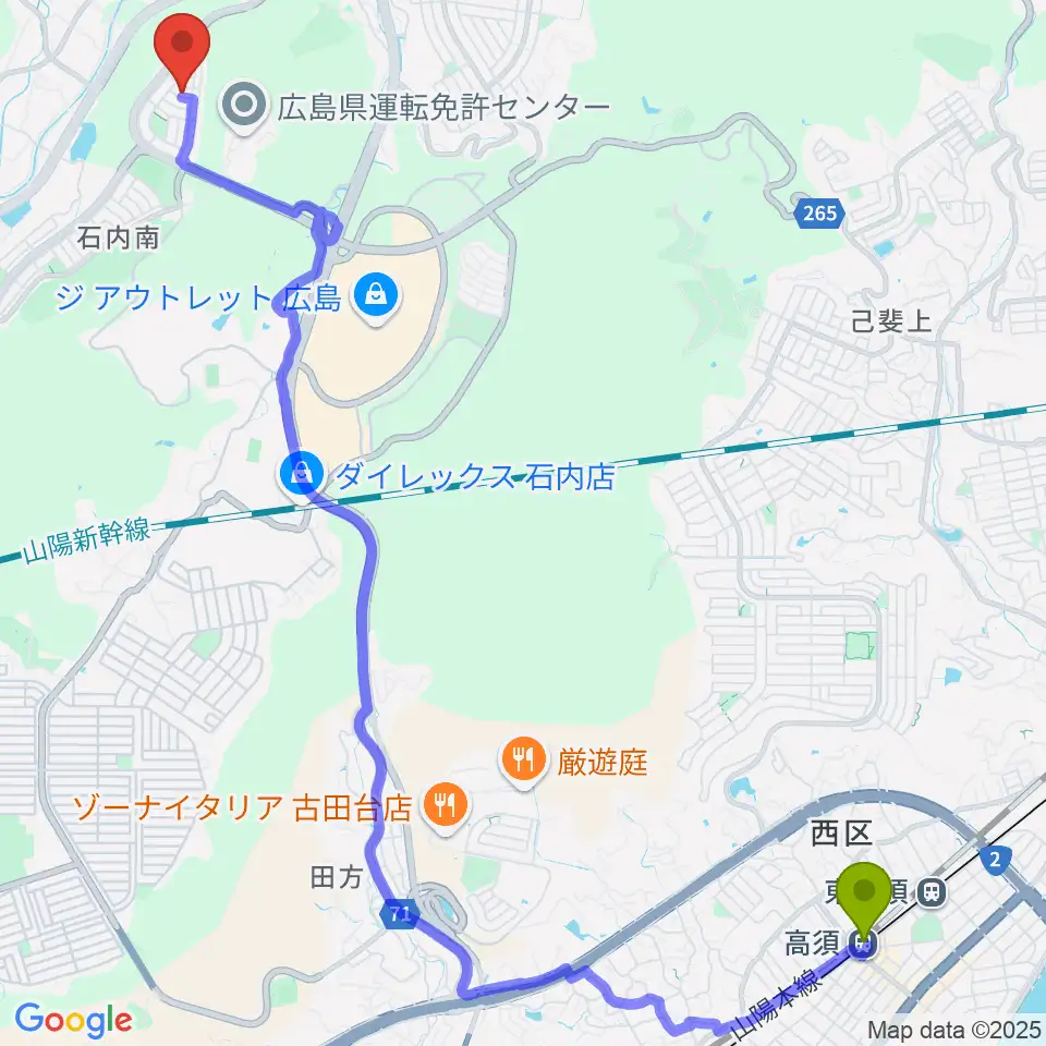 高須駅からまえかわ音楽教室へのルートマップ地図
