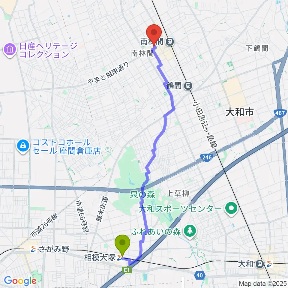 相模大塚駅からみゆき音楽アトリエへのルートマップ地図