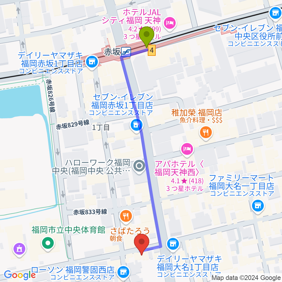 ポピュラー音楽教室 Penny Laneの最寄駅赤坂駅からの徒歩ルート（約6分）地図