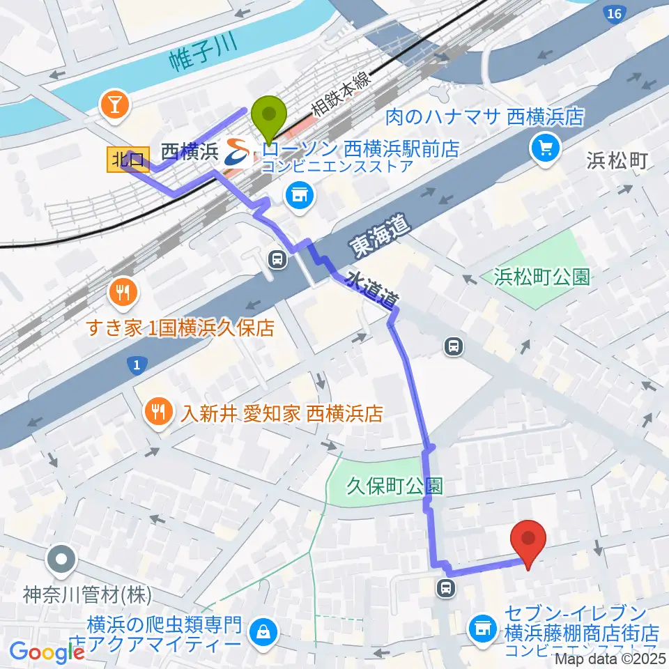どれみきょうしつ西横浜の最寄駅西横浜駅からの徒歩ルート（約6分）地図