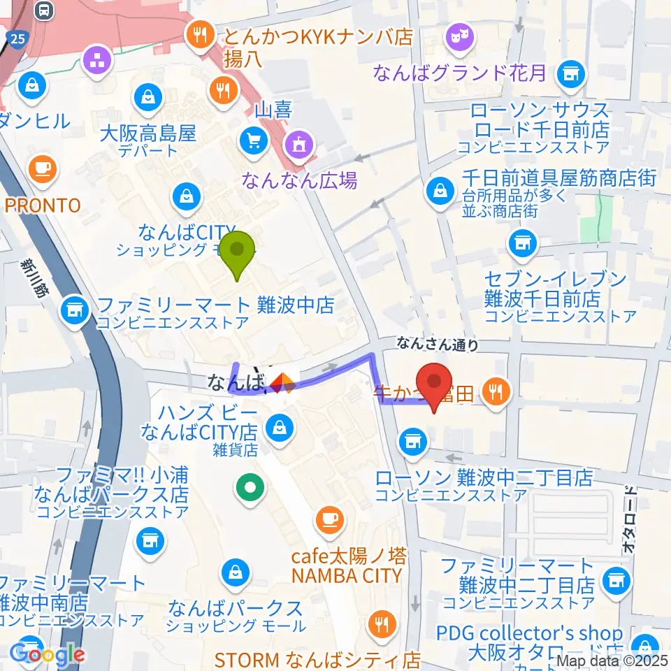 おとぐら ＜音蔵＞の最寄駅難波駅からの徒歩ルート（約3分）地図