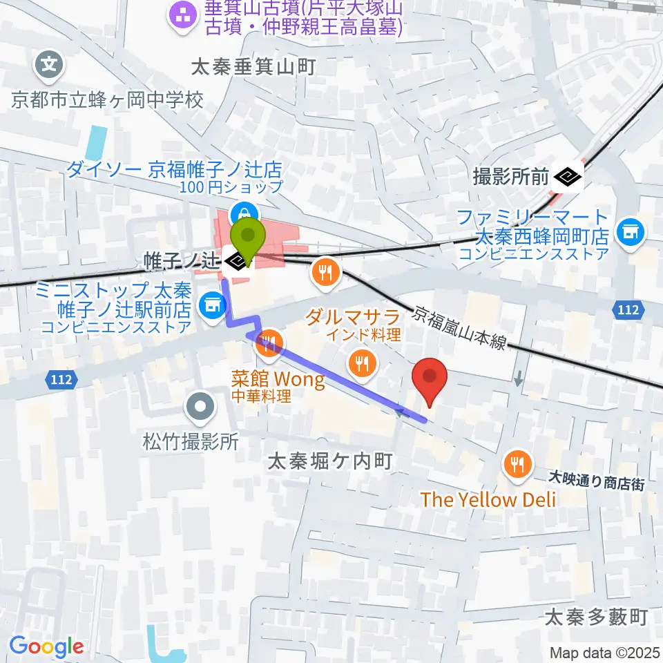 ひまわり音楽教室の最寄駅帷子ノ辻駅からの徒歩ルート（約3分）地図