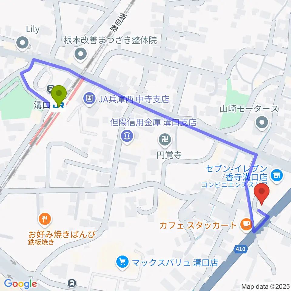 ギター専門店PALの最寄駅溝口駅からの徒歩ルート（約6分）地図