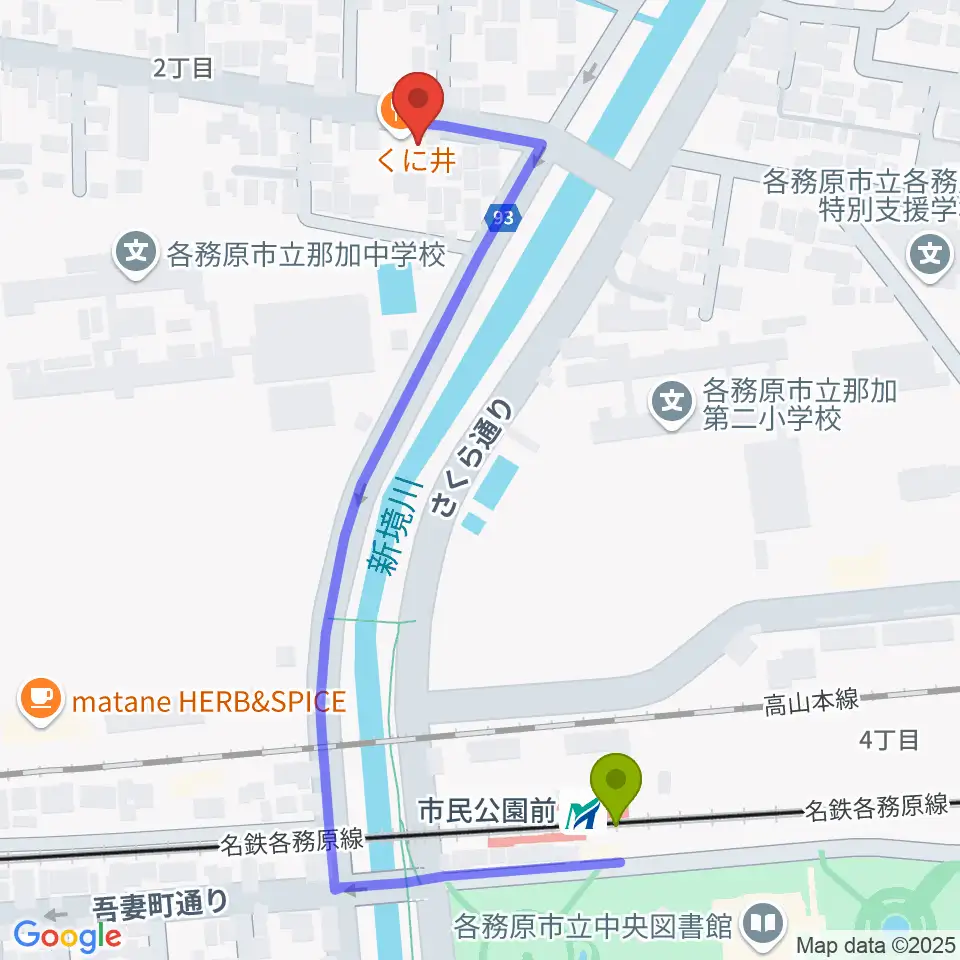 ウインドウエーブ 管楽器教室の最寄駅市民公園前駅からの徒歩ルート（約6分）地図