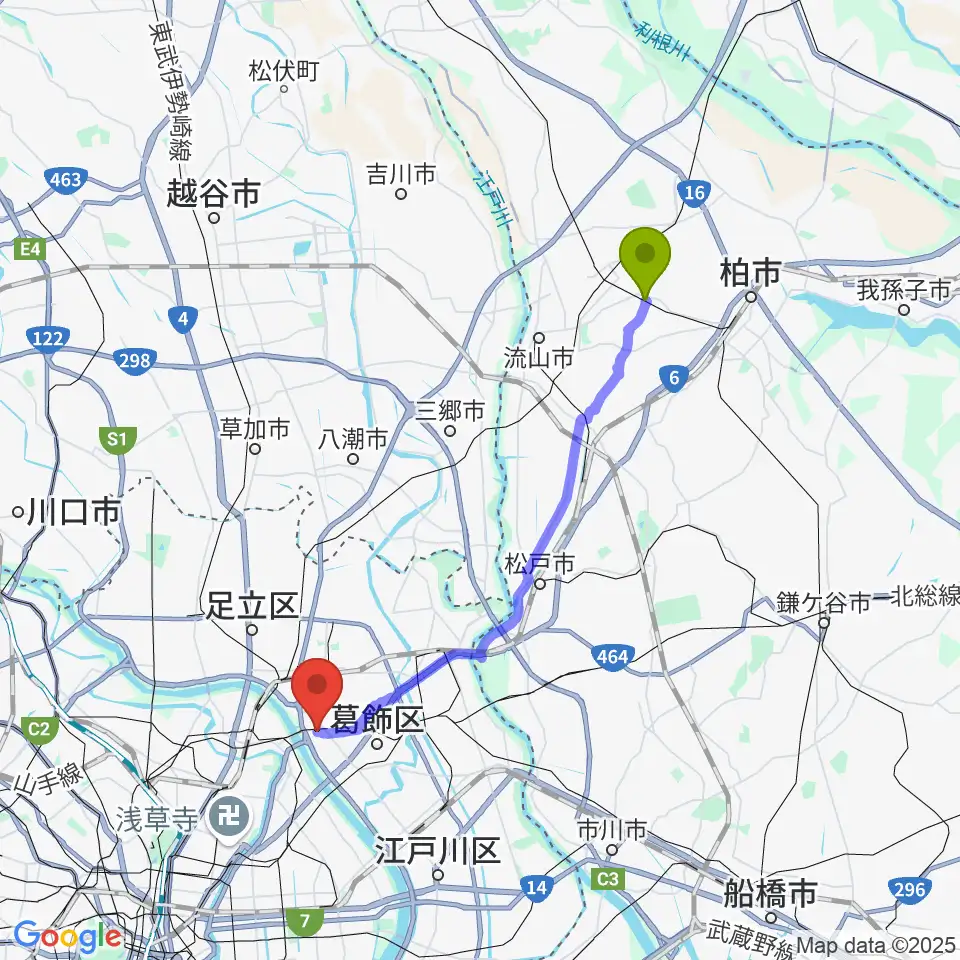 豊四季駅からミュージックスクール・ピュアボイスへのルートマップ地図
