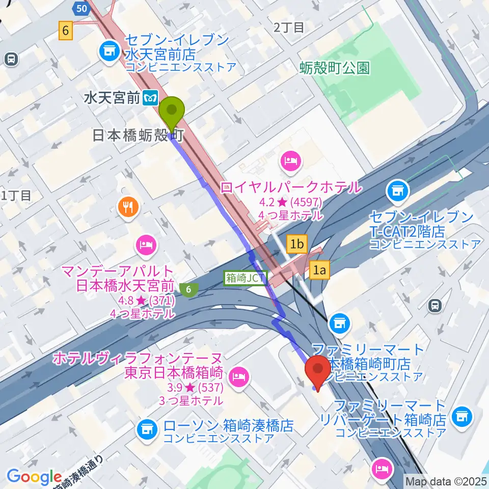 サロン・ド・モデラートの最寄駅水天宮前駅からの徒歩ルート（約5分）地図