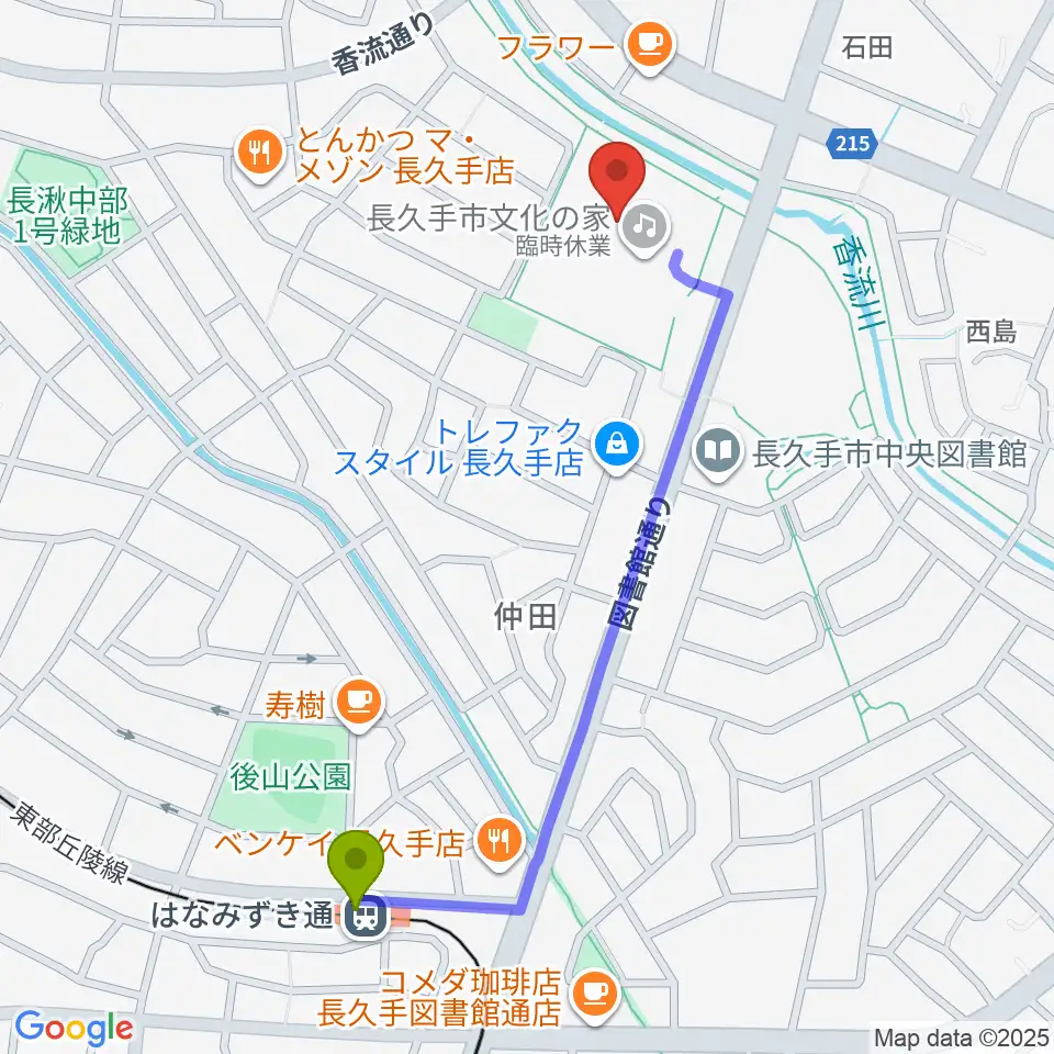 長久手市文化の家 音楽室・音楽スタジオの最寄駅はなみずき通駅からの徒歩ルート（約11分）地図
