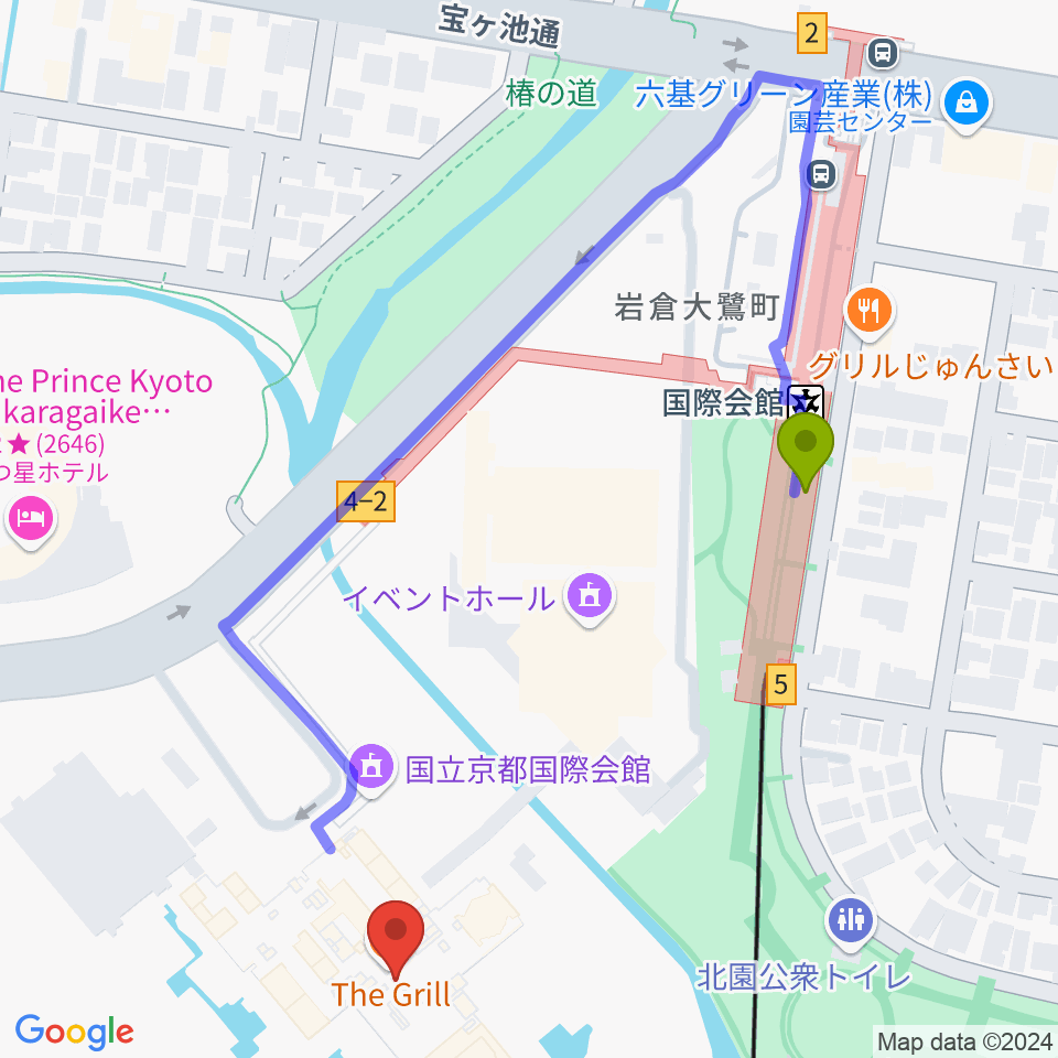 国立京都国際会館 ICC Kyotoの最寄駅国際会館駅からの徒歩ルート（約5分）地図