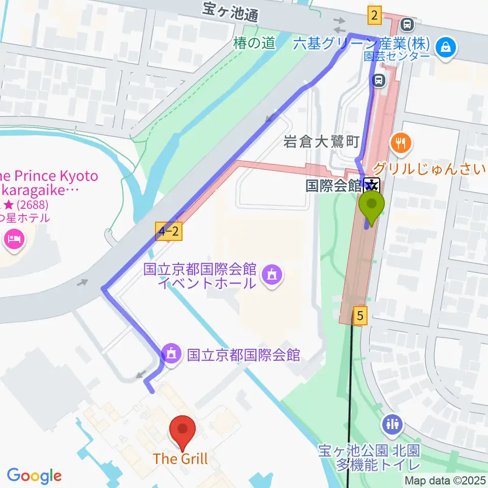 国立京都国際会館 ICC Kyotoの最寄駅国際会館駅からの徒歩ルート（約5分）地図