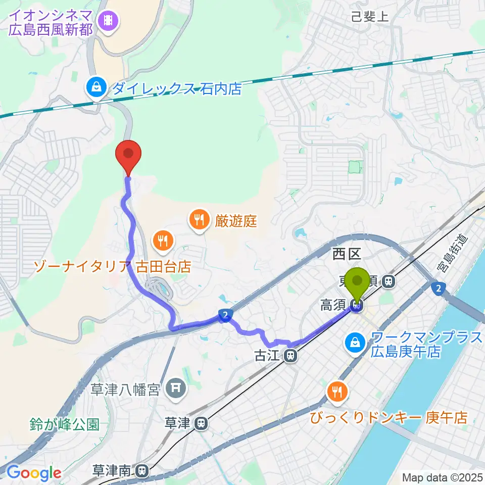 高須駅からクラングぴあの教室へのルートマップ地図