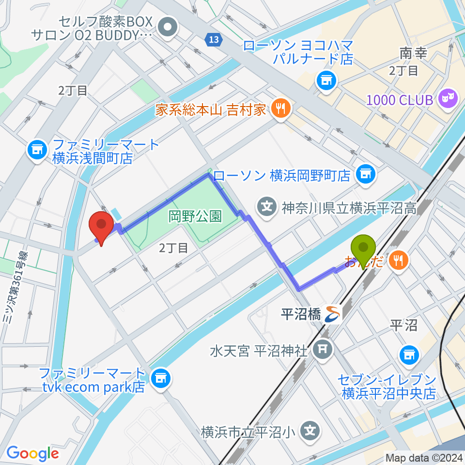 モアハーモニーの最寄駅平沼橋駅からの徒歩ルート（約9分）地図