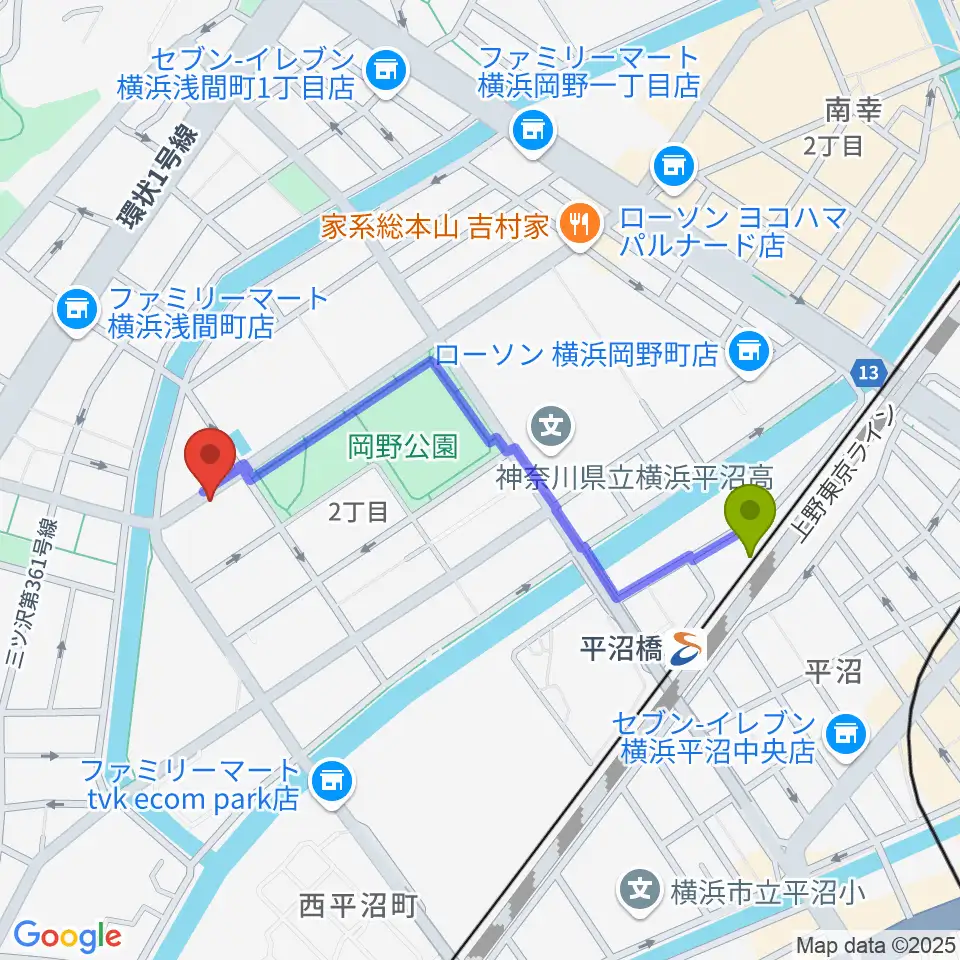 モアハーモニーの最寄駅平沼橋駅からの徒歩ルート（約9分）地図
