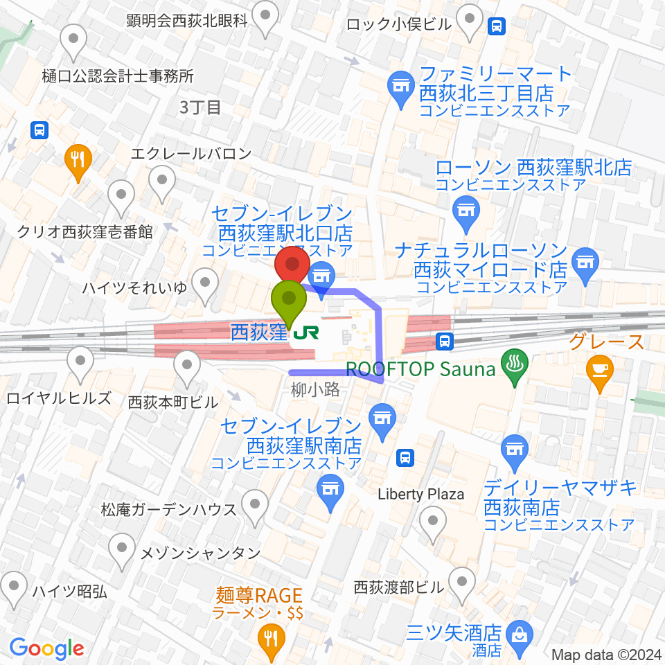 西荻窪ココパームの最寄駅西荻窪駅からの徒歩ルート（約0分）地図