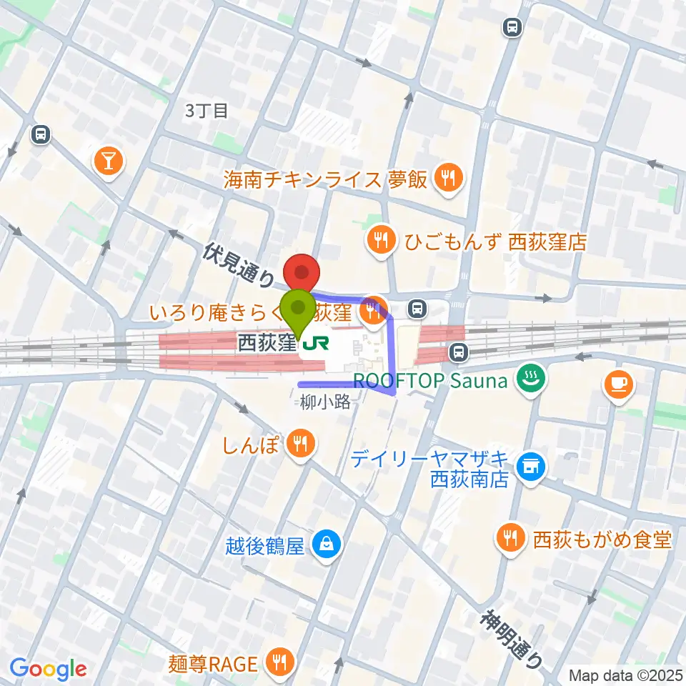 西荻窪ココパームの最寄駅西荻窪駅からの徒歩ルート（約0分）地図
