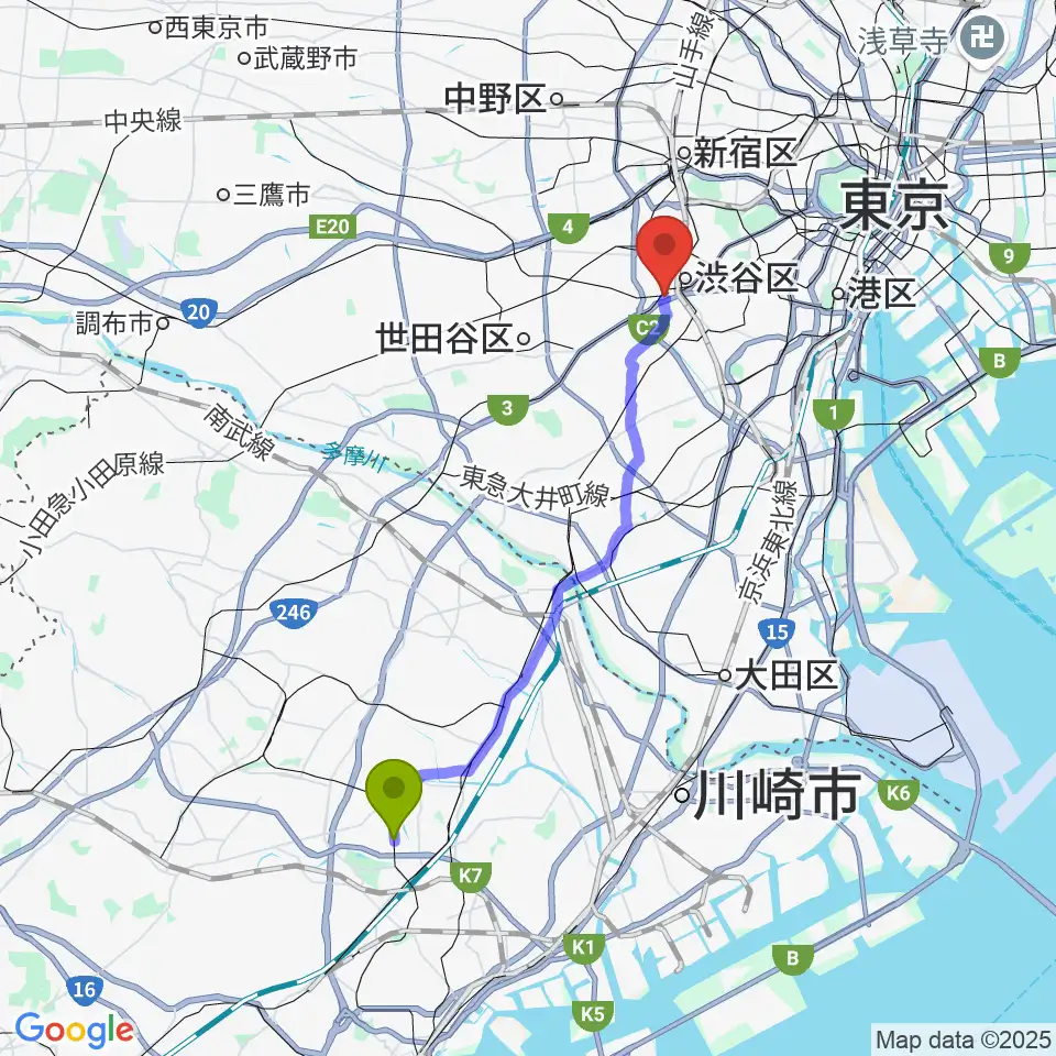 北新横浜駅からノナカ・パーカッションギャラリーへのルートマップ地図