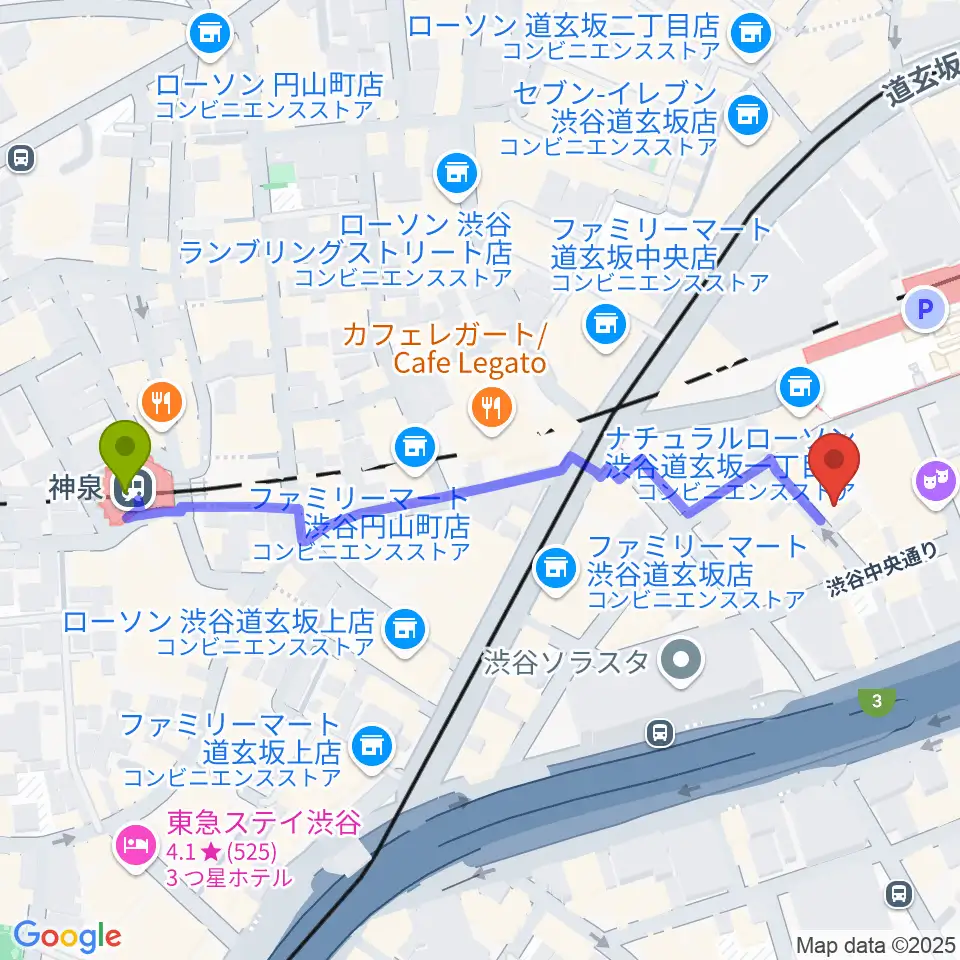 ノナカ・ダブルリードギャラリーの最寄駅神泉駅からの徒歩ルート（約6分）地図